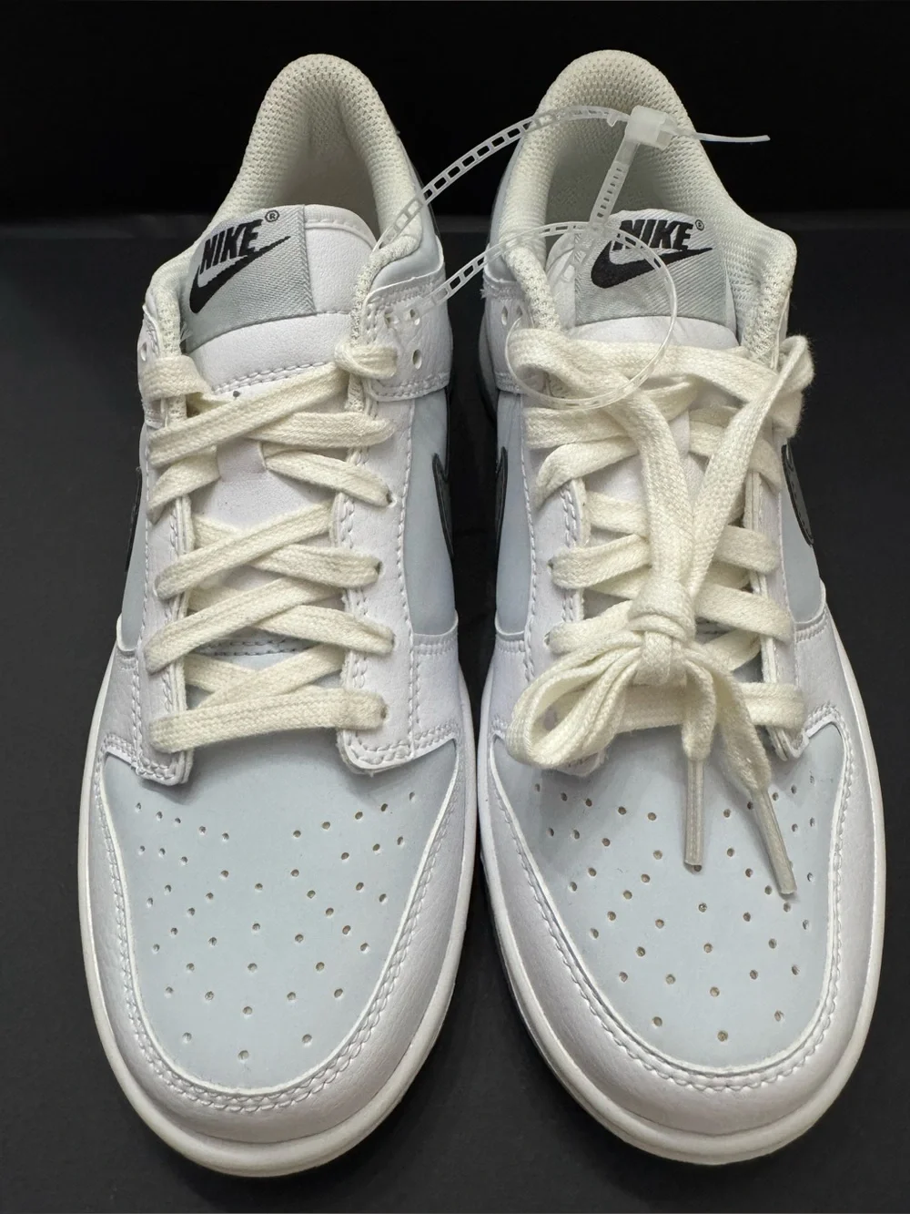Nike Dunk Low GS “Reflective Swoosh White” Grey Sneakers FV0365 100 Size 4.5Y/6W